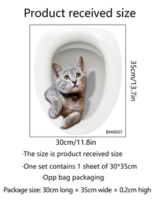 Adesivo 3D gatto per coperchio WC in materiale PVC 30x35cm decorazione per bagno