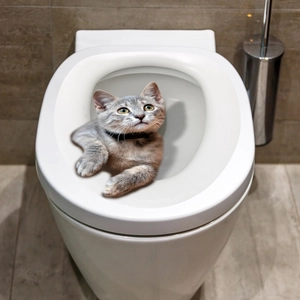 Adesivo per Gabinetto 3D Creativo a Forma di Gatto Impermeabile in PVC Removibile per Bagno e Toilette Decorazione Domestica Murale Autoadesivo