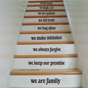Modern Minimalist Black English Family Rules Stair Stickers PVC Self Adhesive Wall Decals For Home Staircase Decoration Lettering Wall Stickers