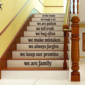 In this house we are family creative English quote stair stickers for home decoration