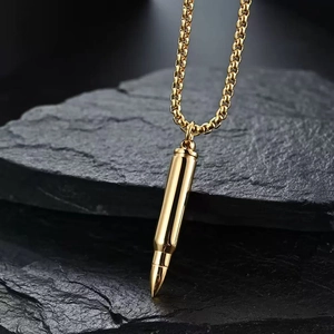 Herren Individualistischer Patrone Anhänger Halskette Edelstahl Titanstahl Militärstil Punk Schmuck Für Herren