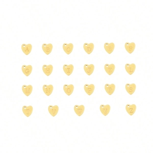 Gouden hartvormige letterhangers van titaniumstaal met A-Z gravures voor dames sieraden