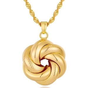 Set di Gioielli in Rame Placcato Oro 18K per Donna Collana con Pendente a Sfera Intrecciata E Orecchini Dubai Indiano Africano Gioielli Sposa