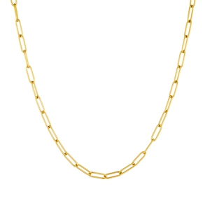 Polished 18K gold plated stainless steel paperclip chain necklace in minimalist design