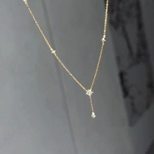 Stainless Steel Zirconia Four Leaf Clover Star Y Shape Tassel Necklace For Women Gold Silver Plated Dainty Pendant Choker Jewelry
