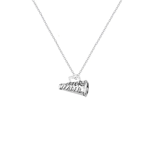 Collana con ciondolo a megafono argentato e incisione Cheer Leader per cheerleader