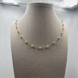 Stainless Steel Artificial Pearl Necklace Elegant Gypsophila Choker Gold Silver Plated Thin Chain Jewelry For Women Fashion Necklace
