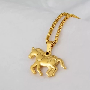 Minimalistische goudvergulde paardenhanger ketting met boxketting voor dames en heren