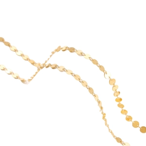 Böhmische goldene Pailletten-Kette für Damen mit runden Metallscheiben-Anhängern