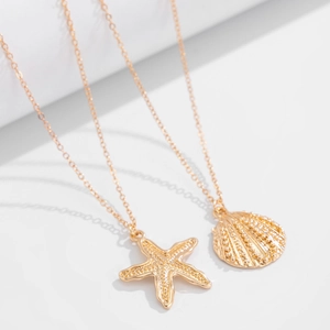 Gold starfish and seashell pendant waist chain body jewelry for beach bikini outfits