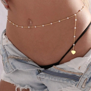 Elegante gouden parel-tailleketting met hartvormige hanger voor damesmode luxe