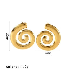 Boucles d'oreilles Géométriques en Spirale en Cuivre Plaqué Or 18K Minimalistes Avec Tige en Or 14K Bijoux Femme