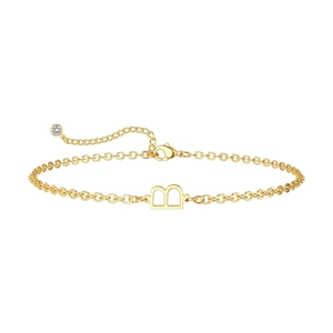 Minimalistische 14K vergulde armband met letter B, sprankelende zirkoon en verstelbaar