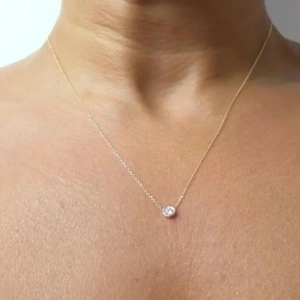 Minimalist Gold Plated Stainless Steel Necklace With Round Bezel Set Zirconia Pendant Elegant Clavicle Chain Jewelry For Women