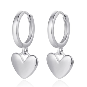 Eleganti orecchini a cerchio con cuore placcato oro 14K e finitura lucida a specchio