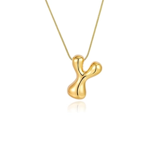 Collier doré avec pendentif lettre Y à effet liquide poli et chaîne serpent fine