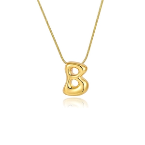 Collier avec pendentif lettre B dorée polie et chaîne serpent élégante pour femme