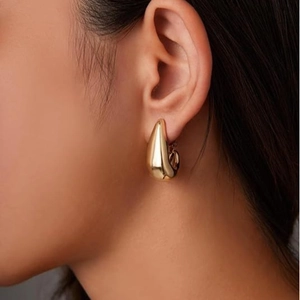 Minimalistische 14K Vergoldete Kupfer Tränentropfen Ohrringe Für Damen Geometrische Wassertropfen Ohrclips Mode Schmuck