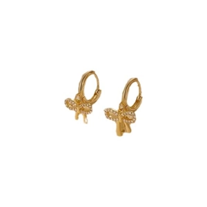 Elegante goldene Schleifenohrringe mit Zirkonia-Besatz und Klappverschluss für Damen