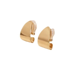 Elegante geometrische 14k vergoldete Clip-Ohrringe für Damen mit glänzendem Metall-Finish