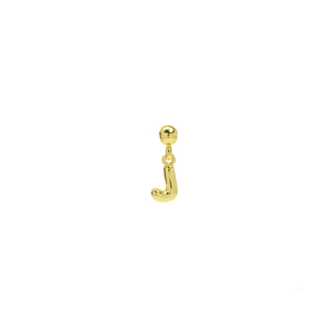 Bubble lowercase letter j pendant in 18k gold plated copper for DIY necklaces