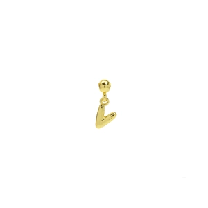 Minimalist 18k gold plated bubble letter L pendant earring with metallic finish