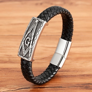 Men Stainless Steel Braided Leather Bracelet Retro Animal Skull Owl Snake Scorpion Pattern Magnetic Buckle Punk Jewelry Gift