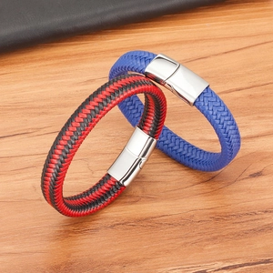 Bracelet Homme Cuir Tressé Mode Avec Fermoir Magnétique En Acier Inoxydable Jonc Torsadé Minimaliste Bijoux Cadeau Pour Hommes