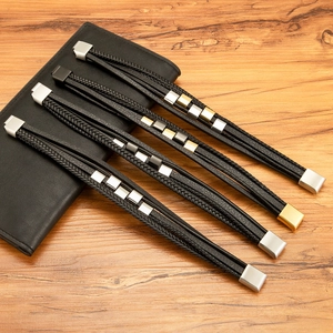 Mehrlagiges Lederarmband für Herren Set mit magnetischen Edelstahlschließen