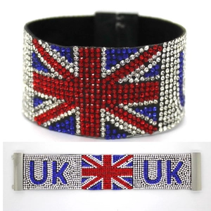 Λαμπερό βραχιόλι Union Jack με μοτίβο UK και μαγνητικό ασημένιο κούμπωμα