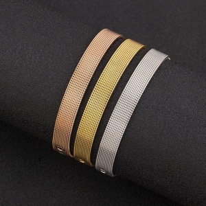 Adjustable Milanese mesh bracelets in rose gold, gold, and silver stainless steel finishes
