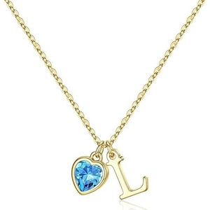 Vergoldete Kupfer Herz A-Z Alphabet Anhänger Halskette Mit Monatlichem Geburtsstein Zirkonia Personalisierter Schmuck Für Damen