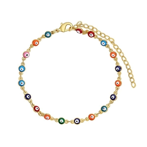 Bohemian Bunte Böser Blick Perlen Fußkettchen Für Damen Kupfer Gold Silber Plattiert Türkisches Auge Verstellbar Strand Schmuck Geschenk