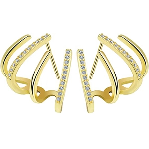 Luxury Zirconia Multi Layer Claw Earring Crawler Gold Silver Rose Gold Plated Copper Studs With 925 Sterling Silver Earring Post