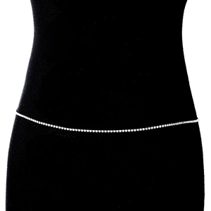 Sexy silberne Bikini Bauch kette mit einreihigen funkelnden Strass steinen für Damen