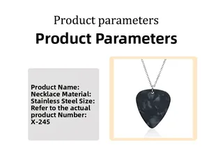 Close-up of black guitar pick pendant necklace made of high quality stainless steel