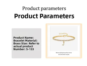 Detailansicht eines goldfarbenen Messing-Tennisarmbands mit Buchstabe J Anhänger