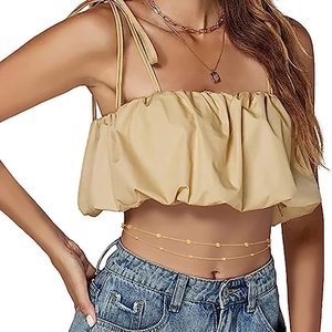 Chic gold double-layered waist chain with sequins for women summer beach fashion