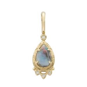 Vintage S925 Silber Opal Tropfenanhänger mit Goldbeschichtung und funkelnden Edelsteinen