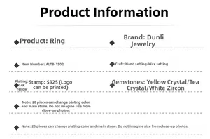 Especificaciones del anillo de plata S925 con baño de oro de 14K y piedras citrino