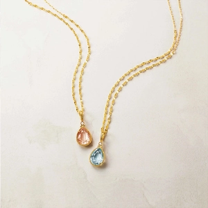 Eleganti collane in argento 925 placcato oro con ciondoli a goccia in topazio e citrino