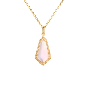 Collana vintage in argento 925 con ciondolo in madreperla bianca e incisione a raggiera
