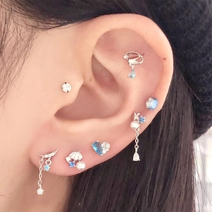 Detailansicht der S925 Sterling Silber Muschel- und Seestern-Ohrringe mit Perlen