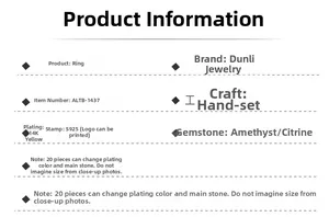 Detailspezifikationen für S925 Silberring mit Amethyst, Citrin und 14K Goldbeschichtung