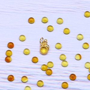 S925 sterling silver honey bee pendant necklace with yellow amber stone and golden finish