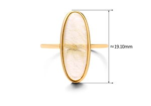 Vue macro détaillée de la bague ovale en quartz doré de 19,10 mm en argent massif S925