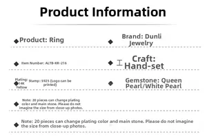 Spécifications de la bague en argent S925 avec placage or 14 carats et nacre naturelle
