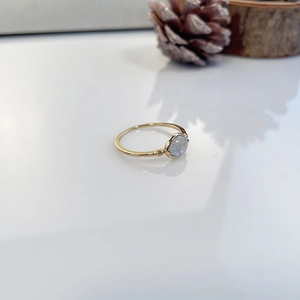 Vintage-Ring aus vergoldetem 925er Silber mit natürlichem Labradorit-Edelstein in Fassung