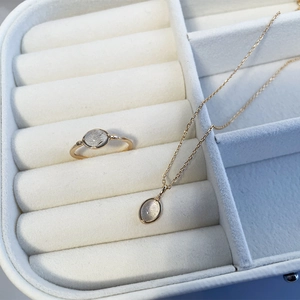 Vintage 925 Silber vergoldetes Set aus Ring und Halskette mit natürlichem Labradorit