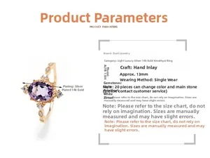 Dettaglio dell'anello in argento S925 placcato oro 14K con ametista chiara ovale